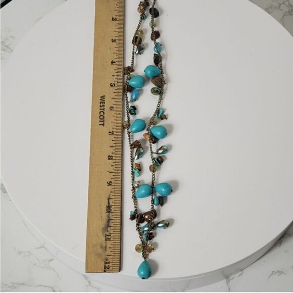 ARTISAN Resin & Stone Long Beaded Bronze Chain Necklace - Picture 4 of 6